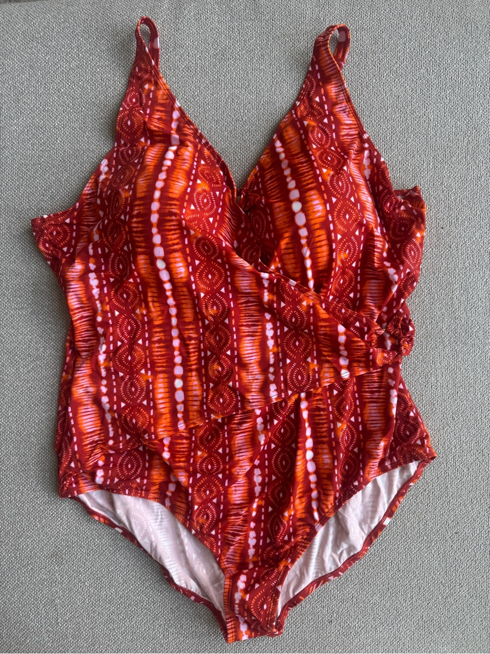 Susan Graver Soleil Wrap Front One Piece Swimsuit 30W NWOT Hygienic Liner